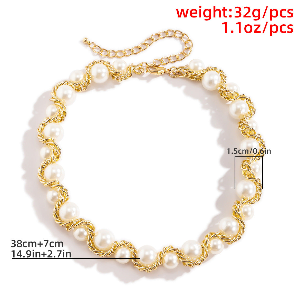 Winding Chain Imitation Pearl Necklace