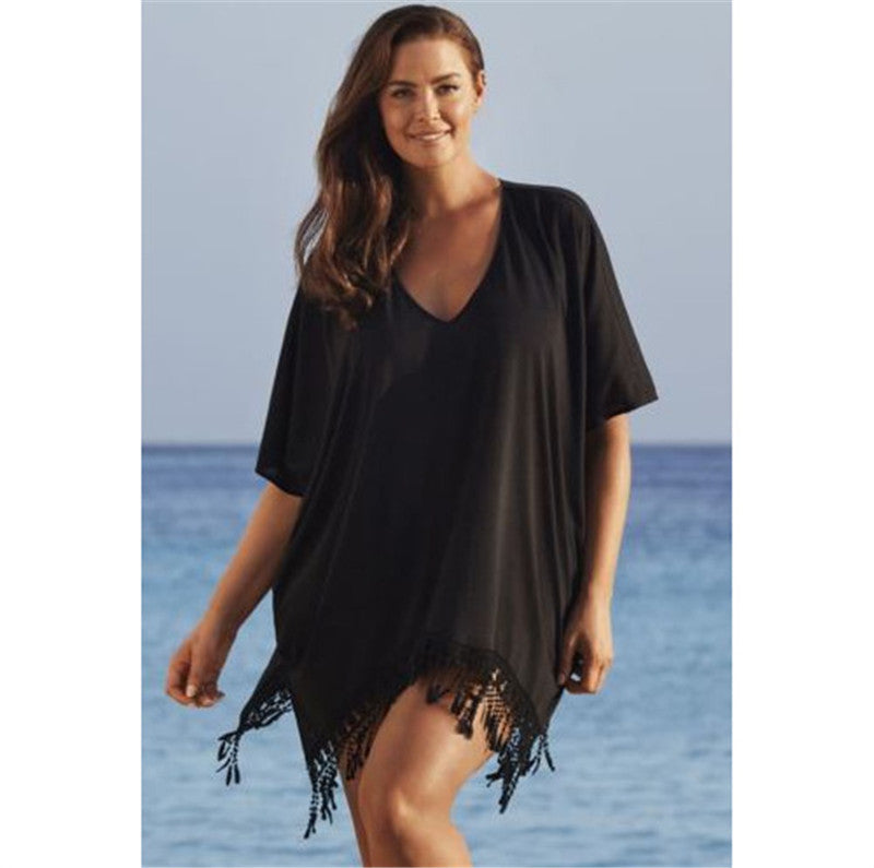 Loose-Fitting Tassel Lace Beach Dress