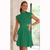 Waist Up Stand Neck Short Dress Summer