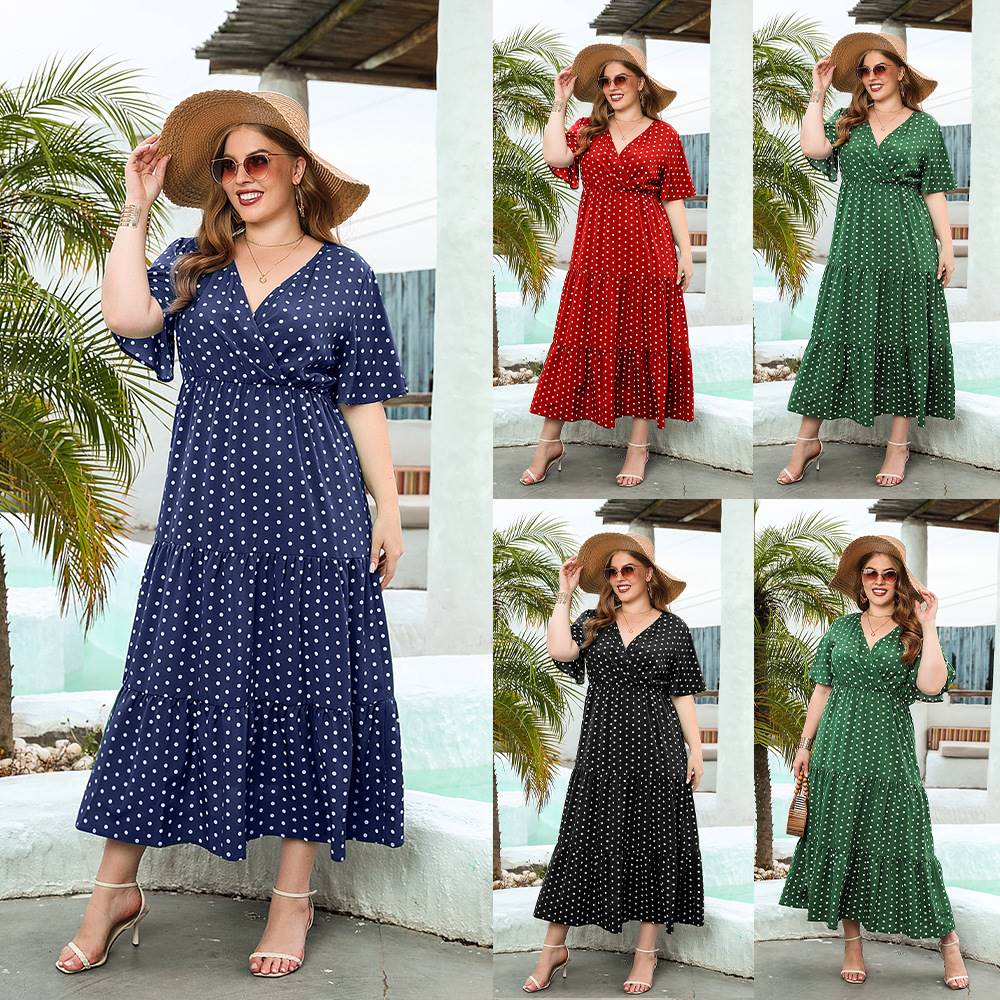 Plus-size Women's Polka Dot Casual Holiday Dress