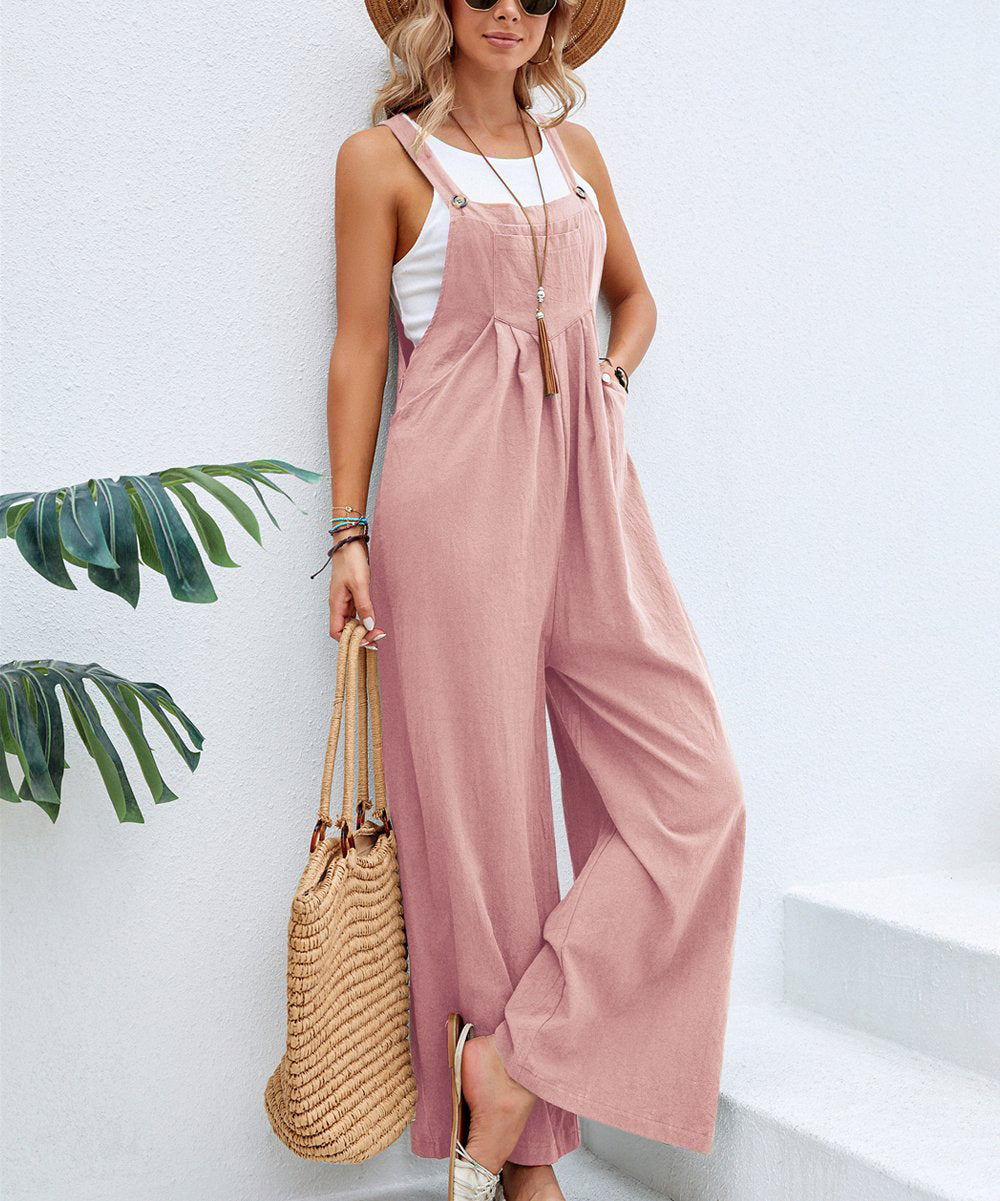 Casual Loose Rompers Jumpsuits With Pockets