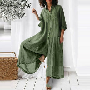 Chic Elegance Women's Long Sleeve Linen Jumpsuit