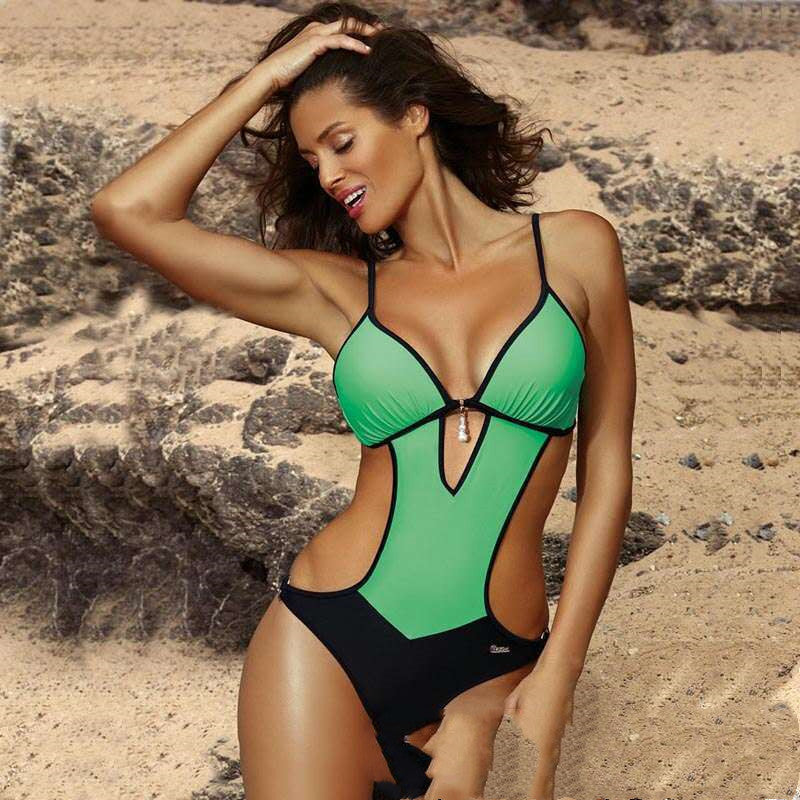 Spot Solid Color Two Piece Beach Suit