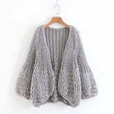 Handmade Knitting Pure Color Simple Sweater Cardigan