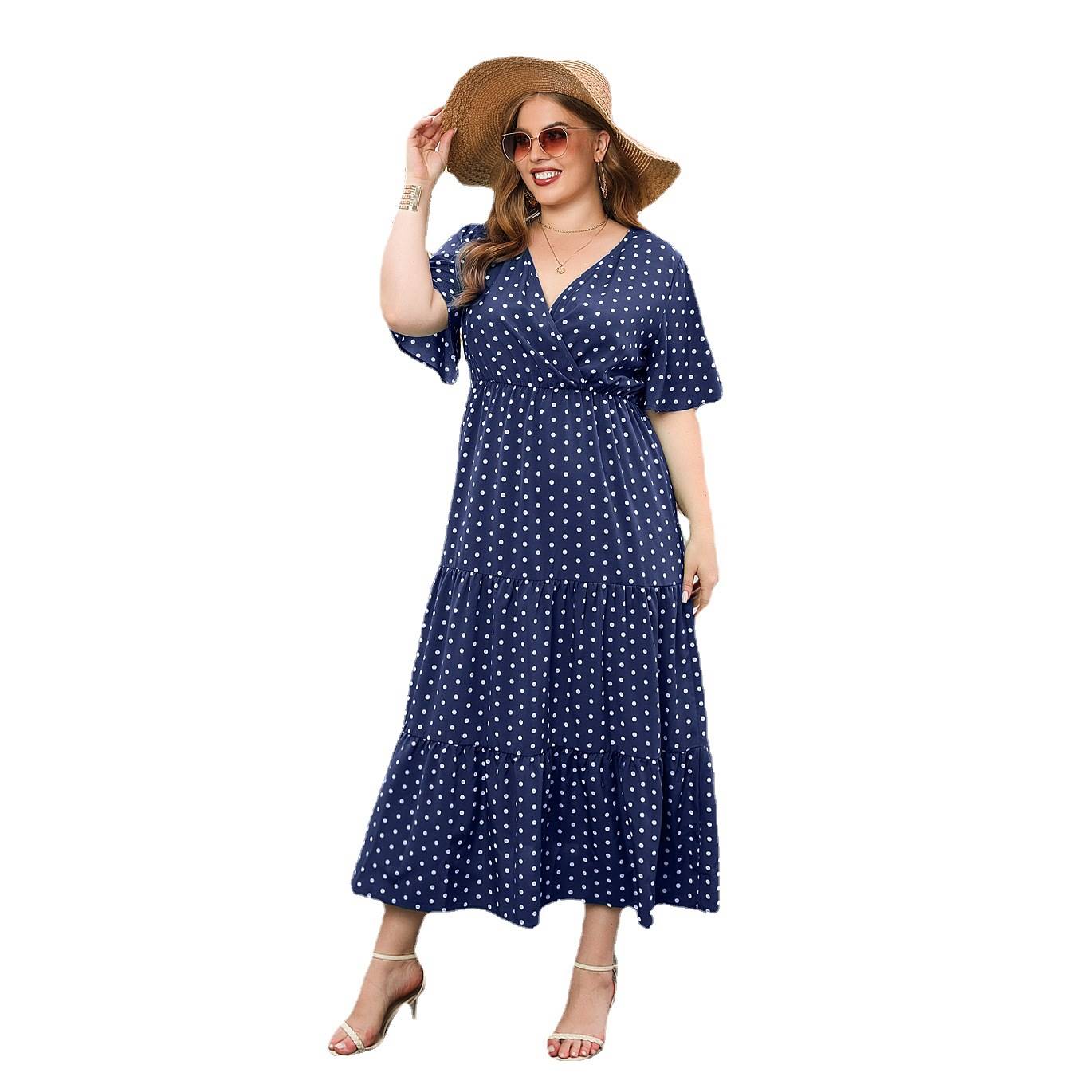 Plus-size Women's Polka Dot Casual Holiday Dress