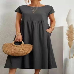 Sleeveless Loose Cotton Linen Pocket Dress