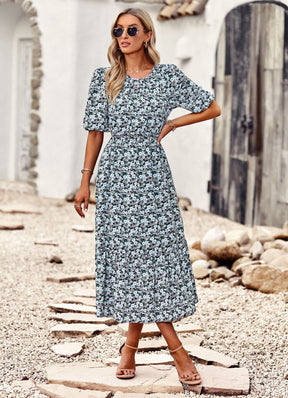 Fashion Round Neck Printed Dress