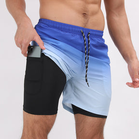 Men’s Printed Beach Shorts Double Layer