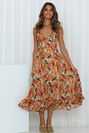 Off Shoulder Boho Sling Print Dress