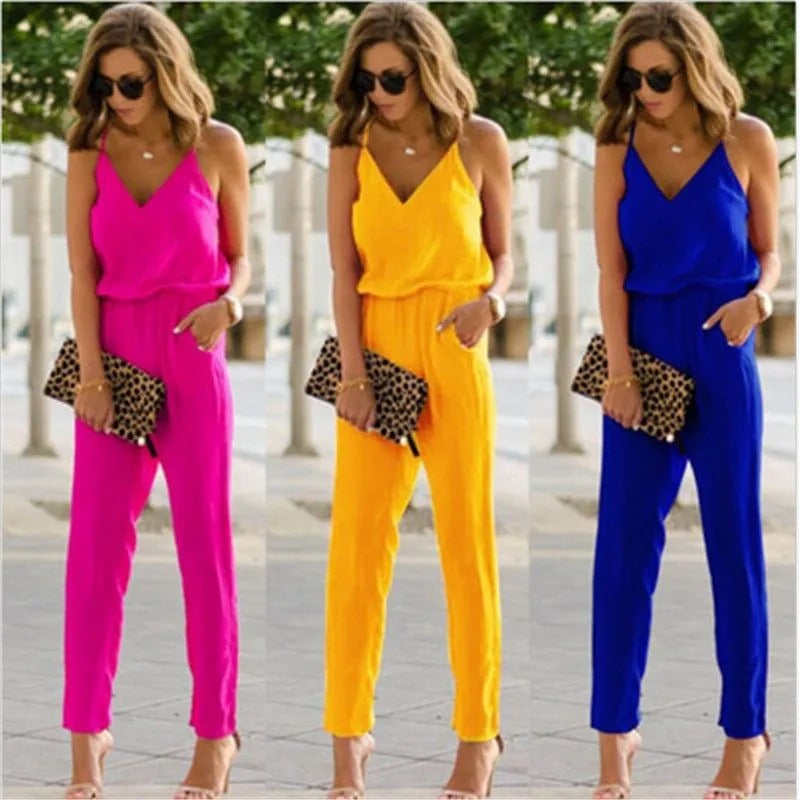 Summer Seamless V-neck Brace Jumpsuit