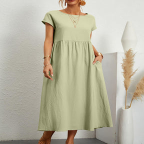 Sleeveless Loose Cotton Linen Pocket Dress