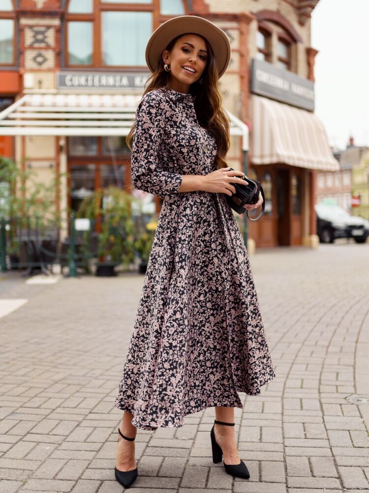 Elegant Stretch Print Dress