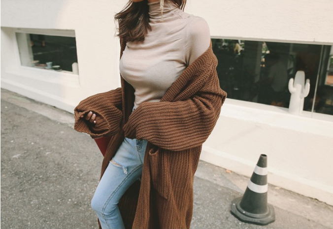 Long Thick Knitted Cardigan